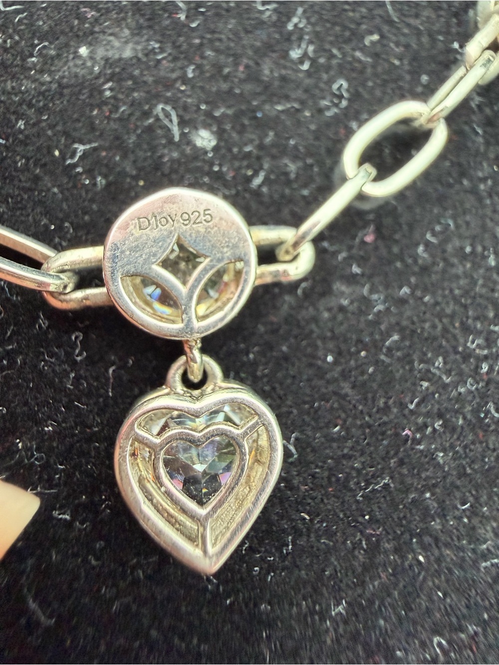 925 Sterling Silver Cubic Zirconia Station Necklace - Picture 4 of 5